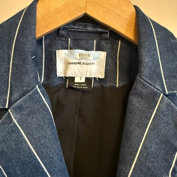 Current Elliott Blue Indigo Denim White Stripe Blazer 1 - Picture 5 of 12